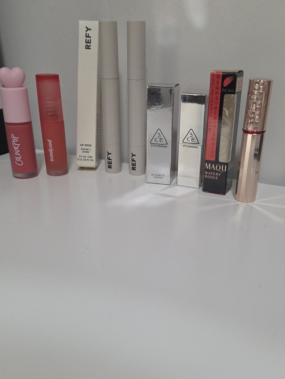 Set of 6 REFY, Colorpop, Peripera, 3CE, Maquillage Lip Stick, Blush, Blurmatte